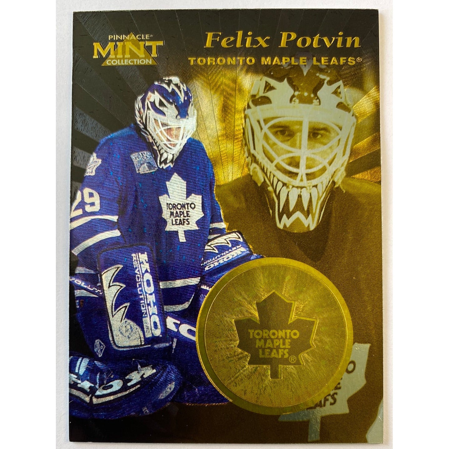 1997-98 Pinnacle Mint Collection Felix “The Cat” Potvin Gold Leafs Coin