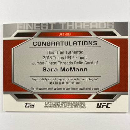 2013 Topps Finest Sara McMann Jumbo Relic /188