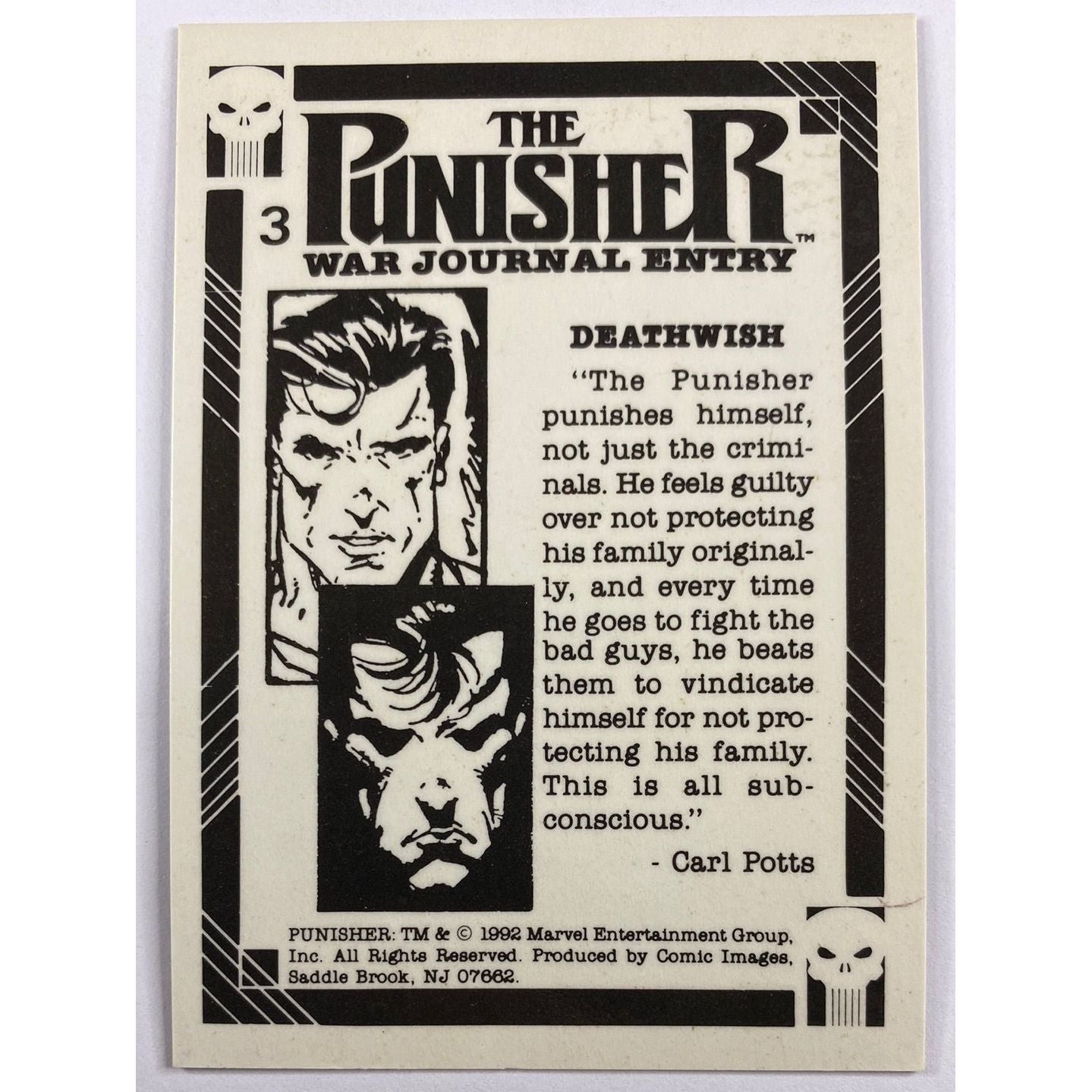 1992 Marvel The Punisher Wall Journal Entry Cracked Ice Holo