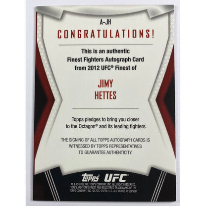 2012 Topps Finest Jimy Hettes Finest Fighters 1st Auto Refractor