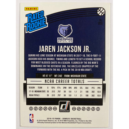 2018-19 Donruss Jaren Jackson Jr. Rated Rookie
