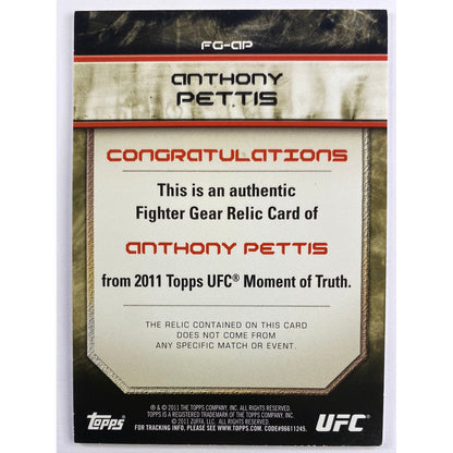 2011 Topps Moment Of Truth Anthony “Showtime” Pettis Fighter Worn Relic