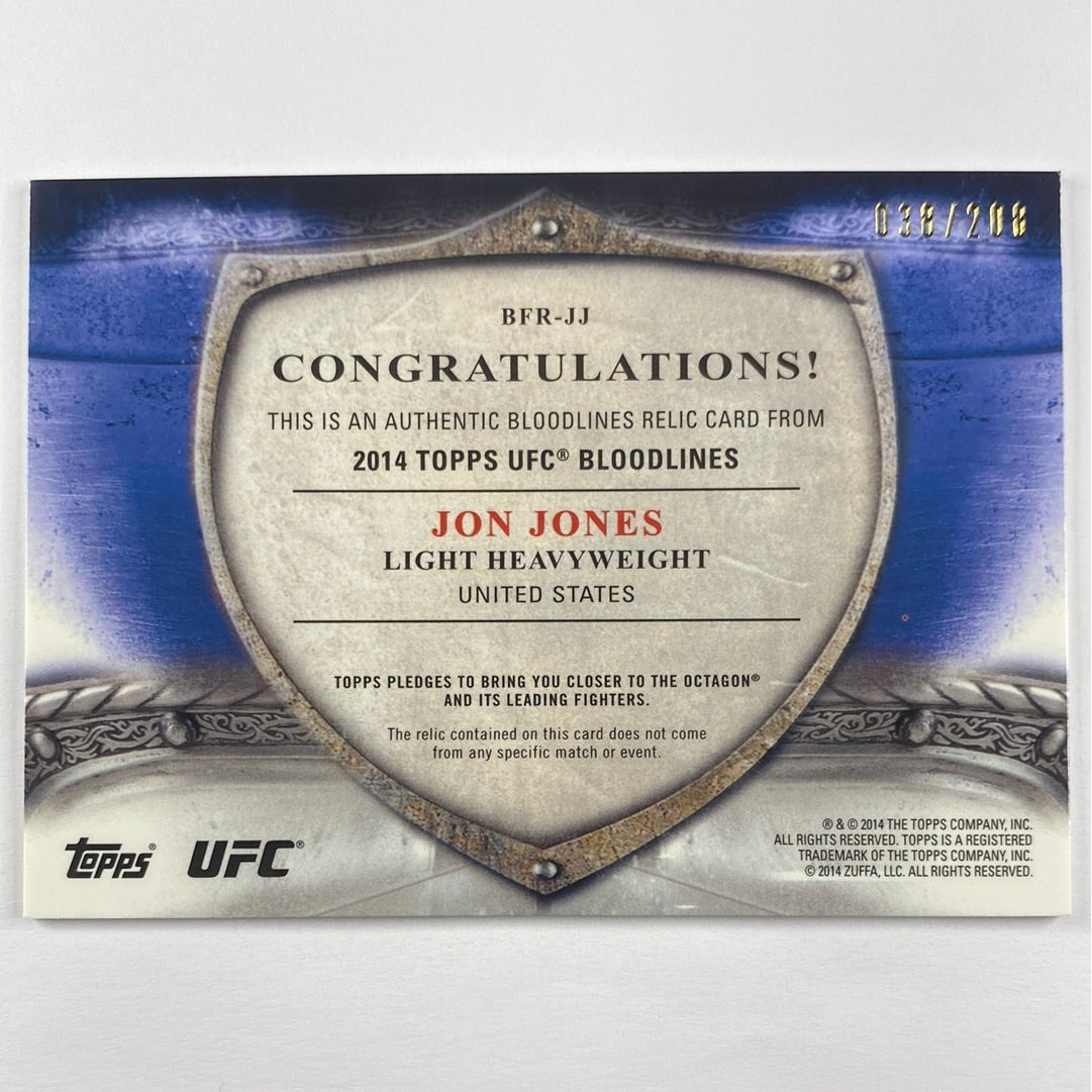 2014 Topps Bloodlines Jon Jones Fighter Worn Relic 38/208