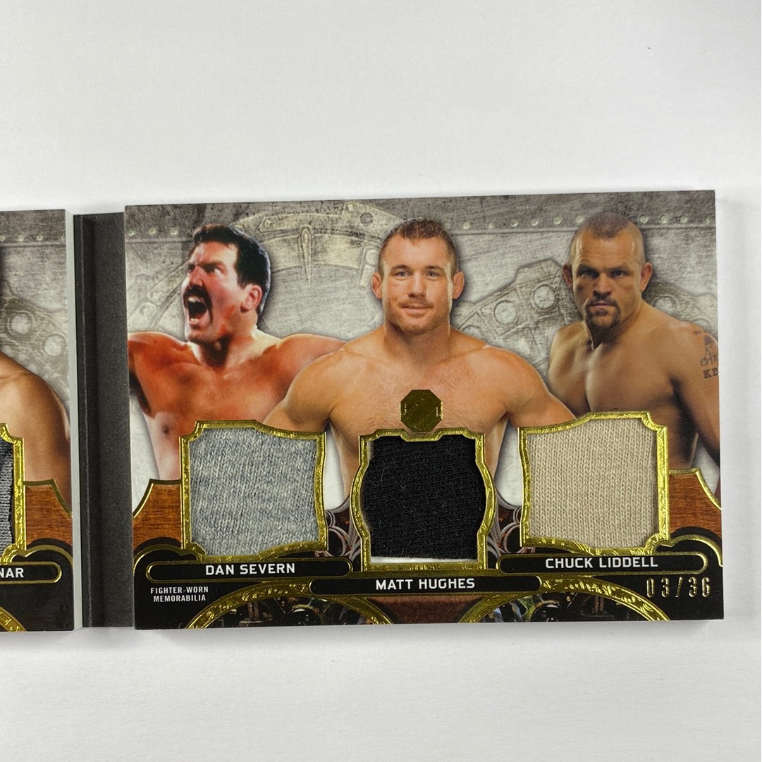 2014 Topps Knockout Mark Coleman / Royce Gracie / Stephan Bonnar / Dan Severn / Matt Hughes / Chuck Liddell Triple Threads 6 Man Booklet 03/36