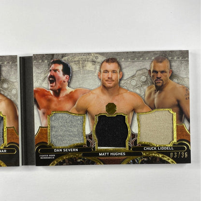 2014 Topps Knockout Mark Coleman / Royce Gracie / Stephan Bonnar / Dan Severn / Matt Hughes / Chuck Liddell Triple Threads 6 Man Booklet 03/36