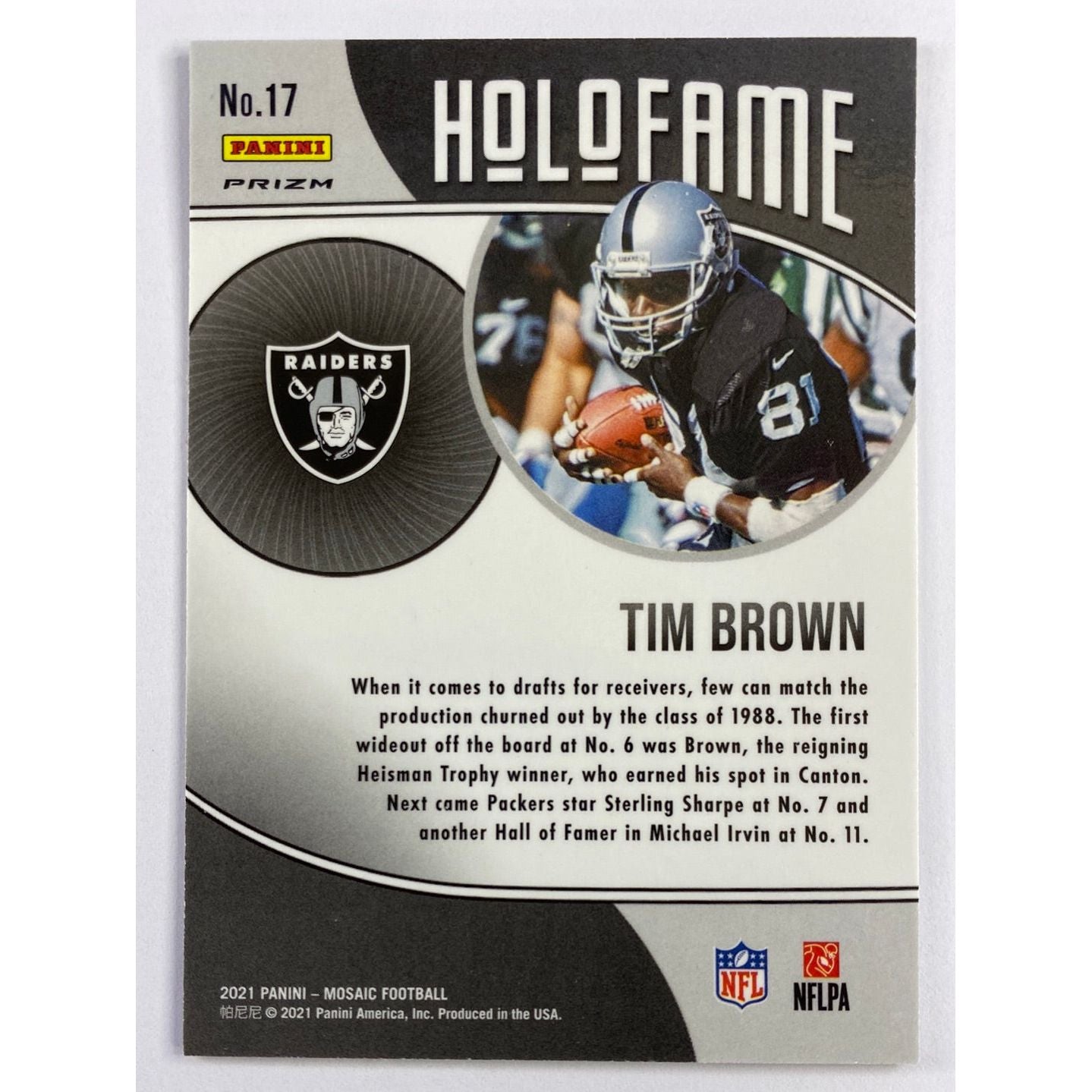 2021 Mosaic Tim Brown Hol O Fame Silver Mosaic Prizm