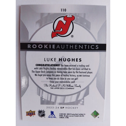 2023-24 SP Rookie Authentics Luke Hughes Jersey Patch