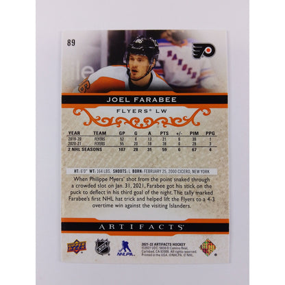 2021-22 Artifacts Joel Farabee Orange Foil /75