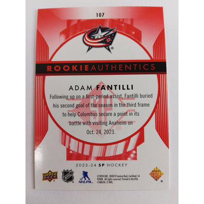 2023-24 SP Adam Fantilli Red Rookie Authentics /899