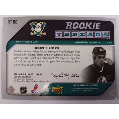 2005-06 Rookie Threads Ryan Getzlaf Jersey Patch