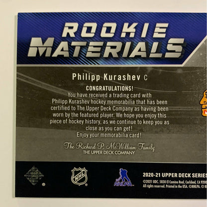 2020-21 Upper Deck Series 2 Philipp Kurashev Rookie Materials Jersey Patch