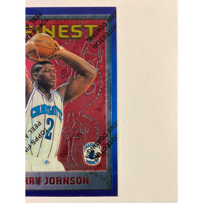 1995-96 Topps Finest Larry Johnson Blue Skin Protecter Unpeeled