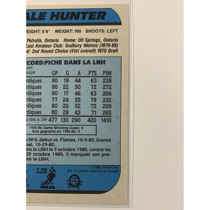  1986-87 O-Pee-Chee Dale Hunter Base #192  Local Legends Cards & Collectibles