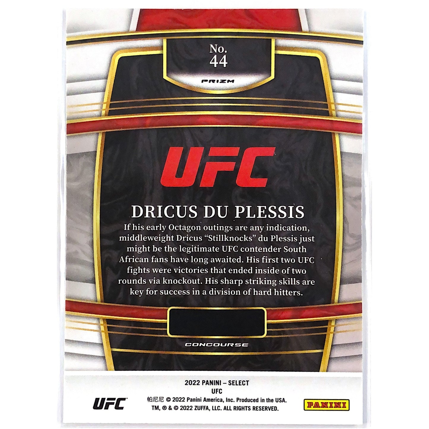 2022 Select Dricus Du Plessis Tri-Colour Wave Prizm RC