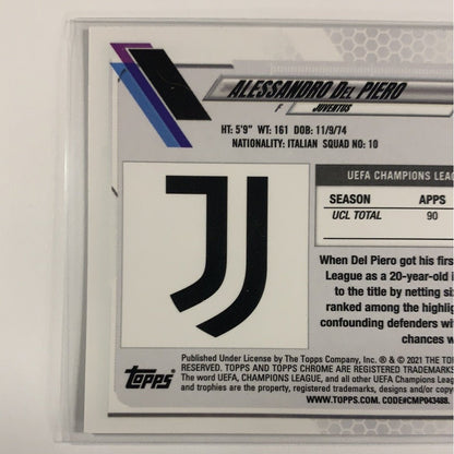  2021 Topps Chrome UEFA Champions League Alessandro Del Piero Base #14  Local Legends Cards & Collectibles