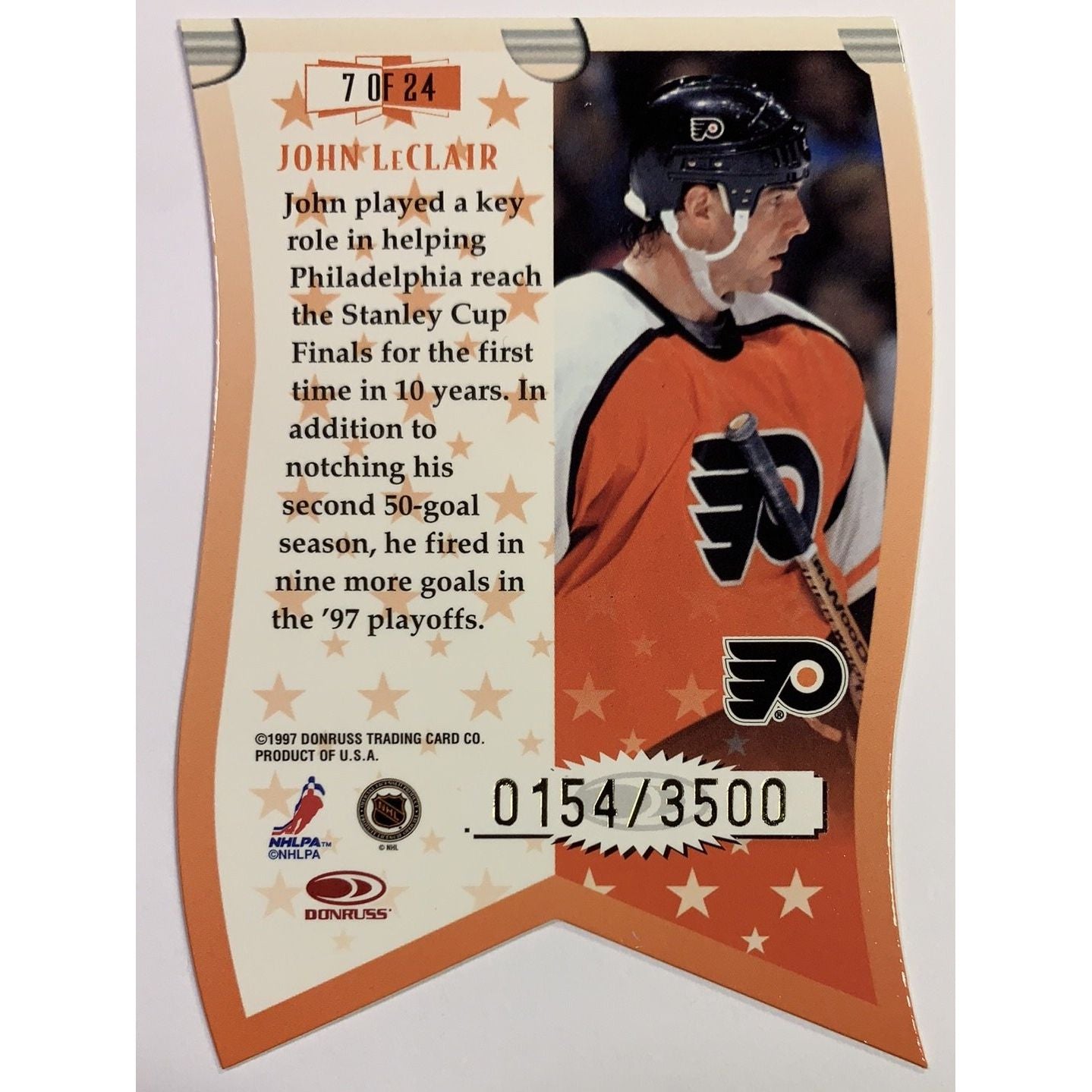  1997 Donruss Leaf John LeClair Banner Season Die Cut /3500  Local Legends Cards & Collectibles