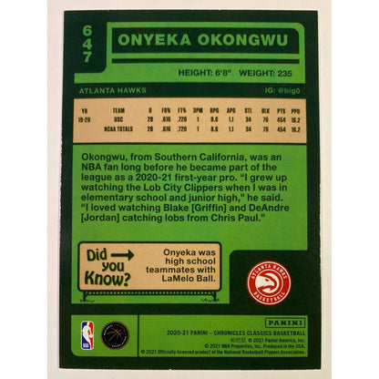 2020-21 Chronicles Classics Onyeka Okongwu Tribute RC