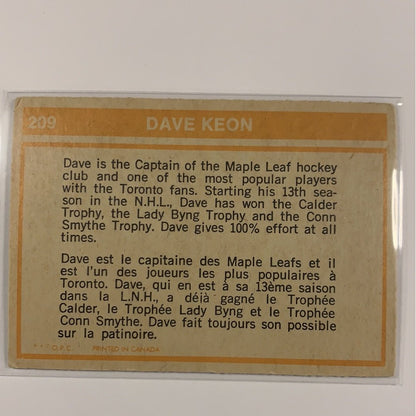  1972-73 O-Pee-Chee NHL Action Toronto Centre Dave Keon  Local Legends Cards & Collectibles