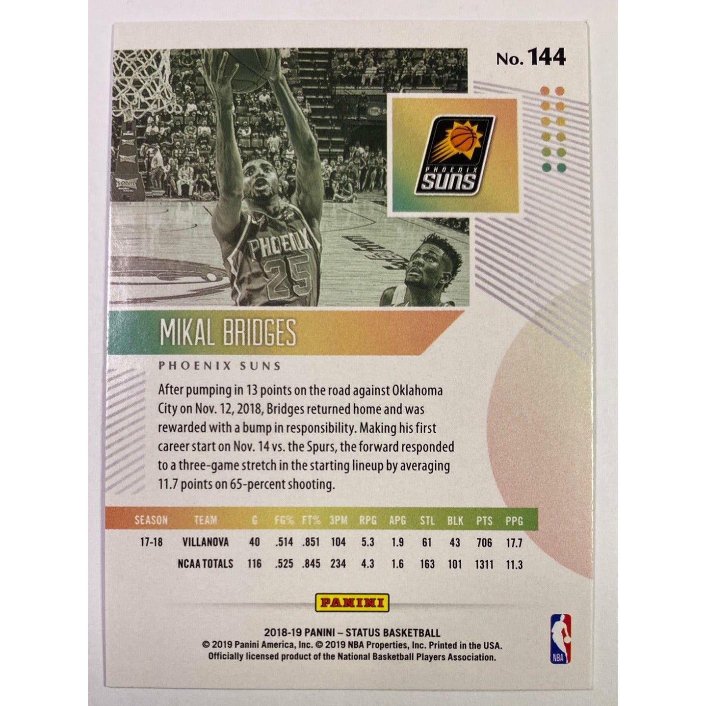 2018-19 Status Mikal Bridges Orange RC  Local Legends Cards & Collectibles