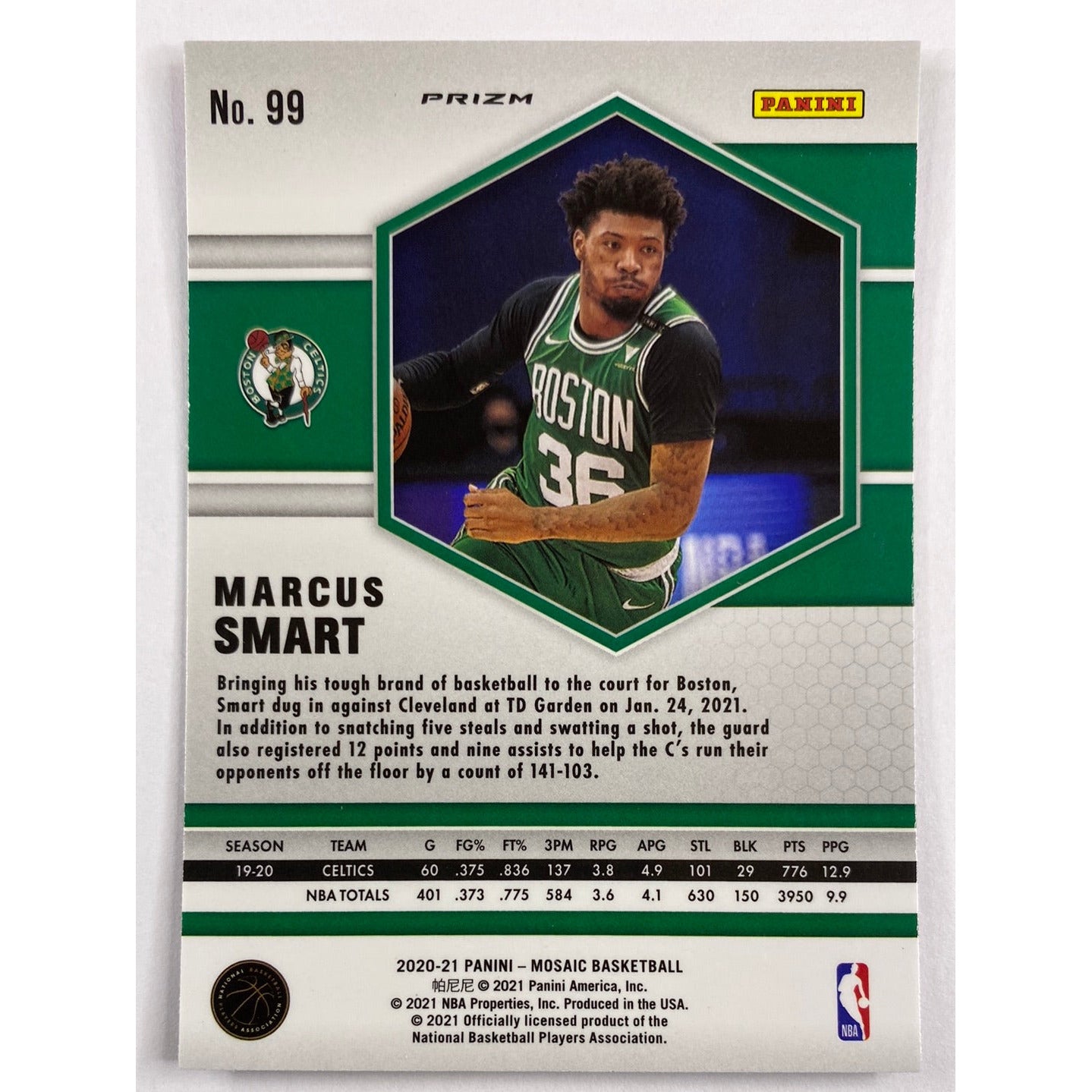 2020-21 Mosaic Marcus Smart Pink Camo Prizm