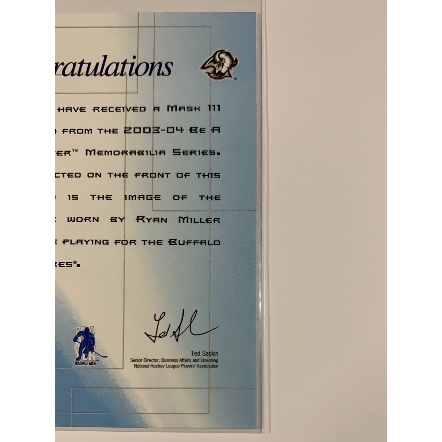  2003-04 In the Game Ryan Miller Mask 3  Local Legends Cards & Collectibles