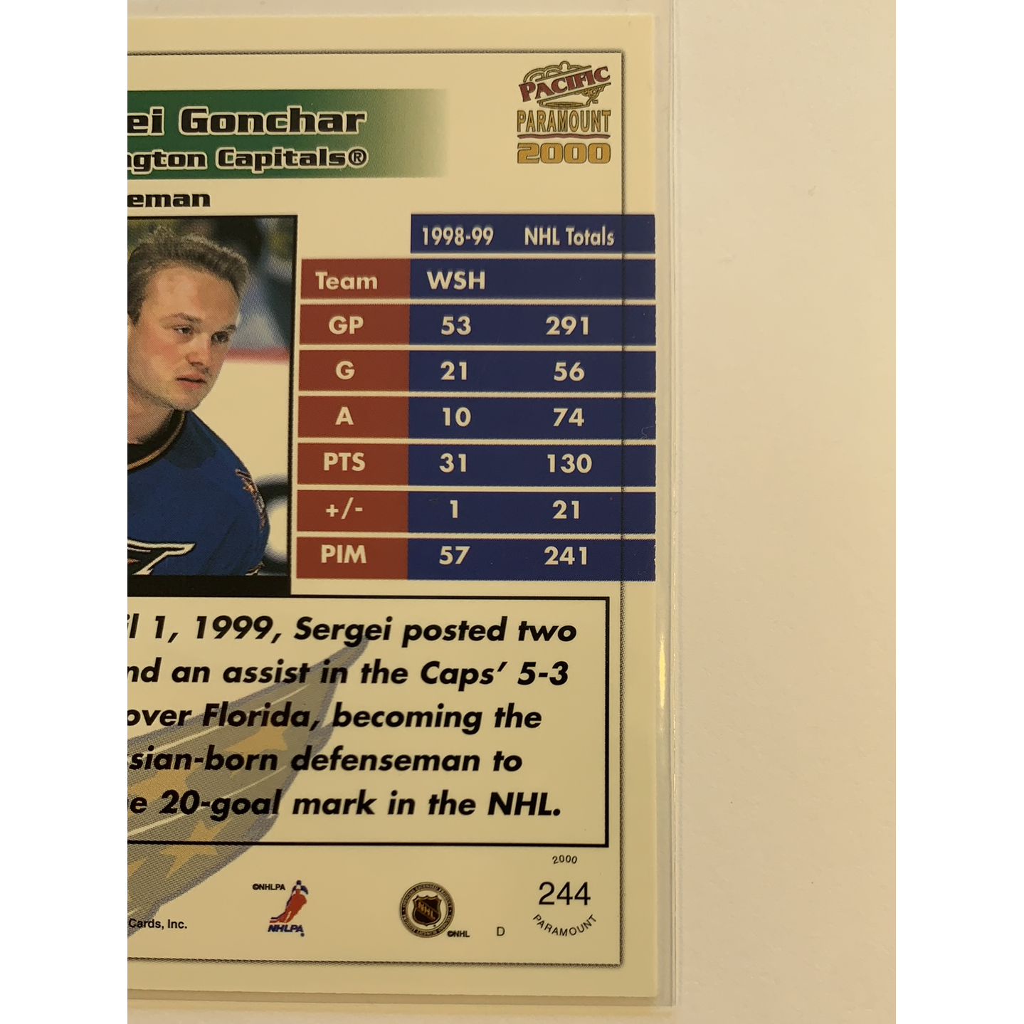 2000 Paramount Sergei Gonchar Holo Silver /99  Local Legends Cards & Collectibles