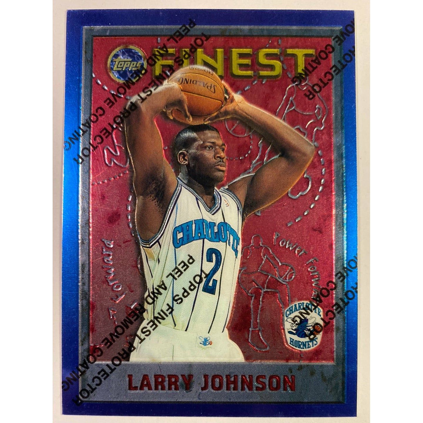  1995-96 Topps Finest Larry Johnson Blue Skin Protecter Unpeeled  Local Legends Cards & Collectibles