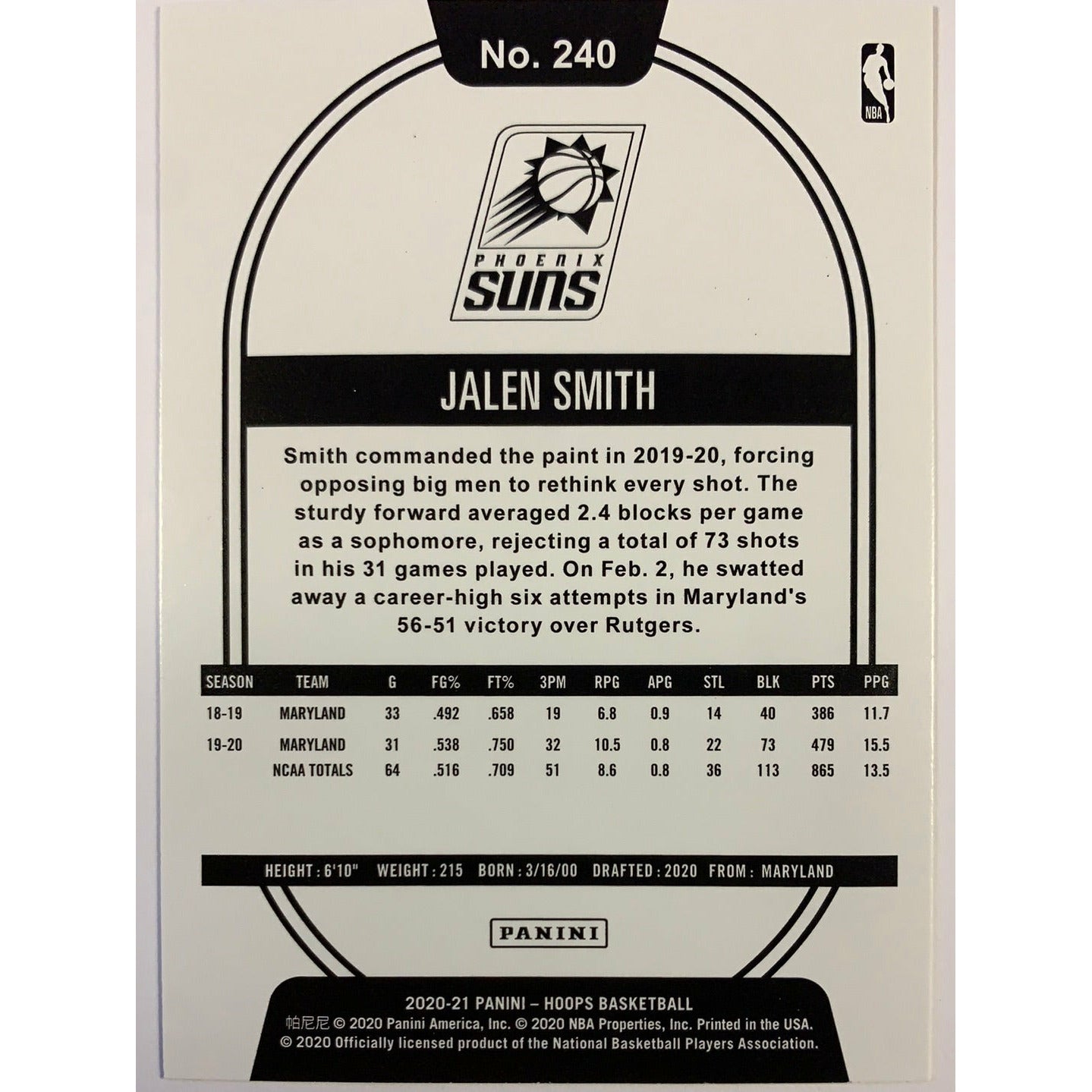 2020-21 Hoops Jalen Smith Winter Hoops RC