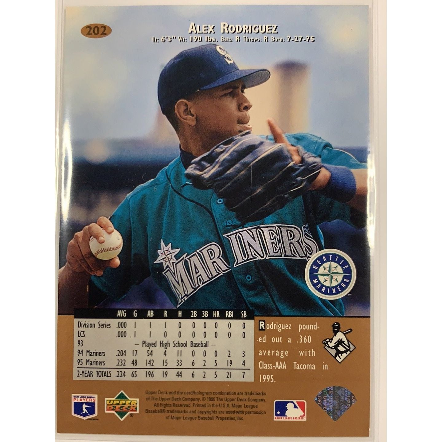  1996 Upper Deck Alex Rodriguez Base #202  Local Legends Cards & Collectibles