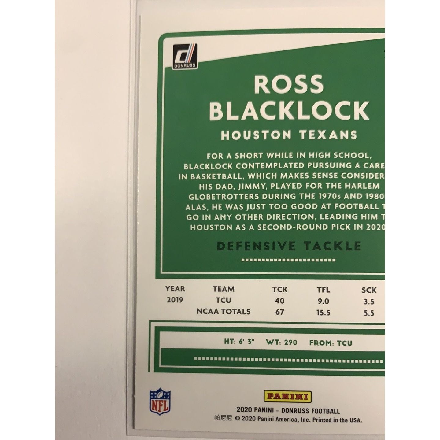  2020 Donruss Ross Blacklock RC  Local Legends Cards & Collectibles