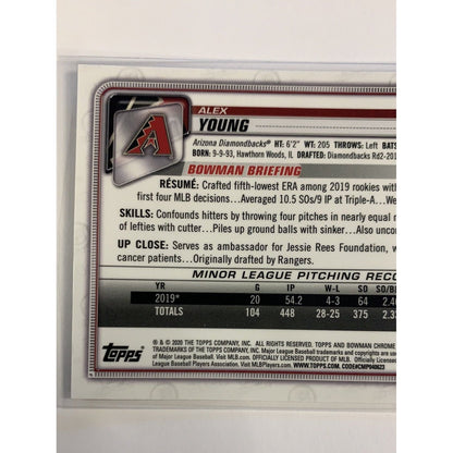  2020 Bowman Chrome Alex Young RC  Local Legends Cards & Collectibles