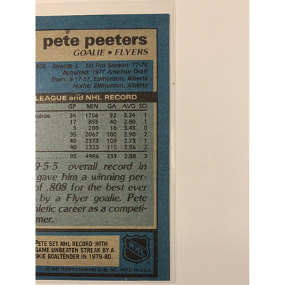  1981 Topps Pete Peters In Person Auto  Local Legends Cards & Collectibles