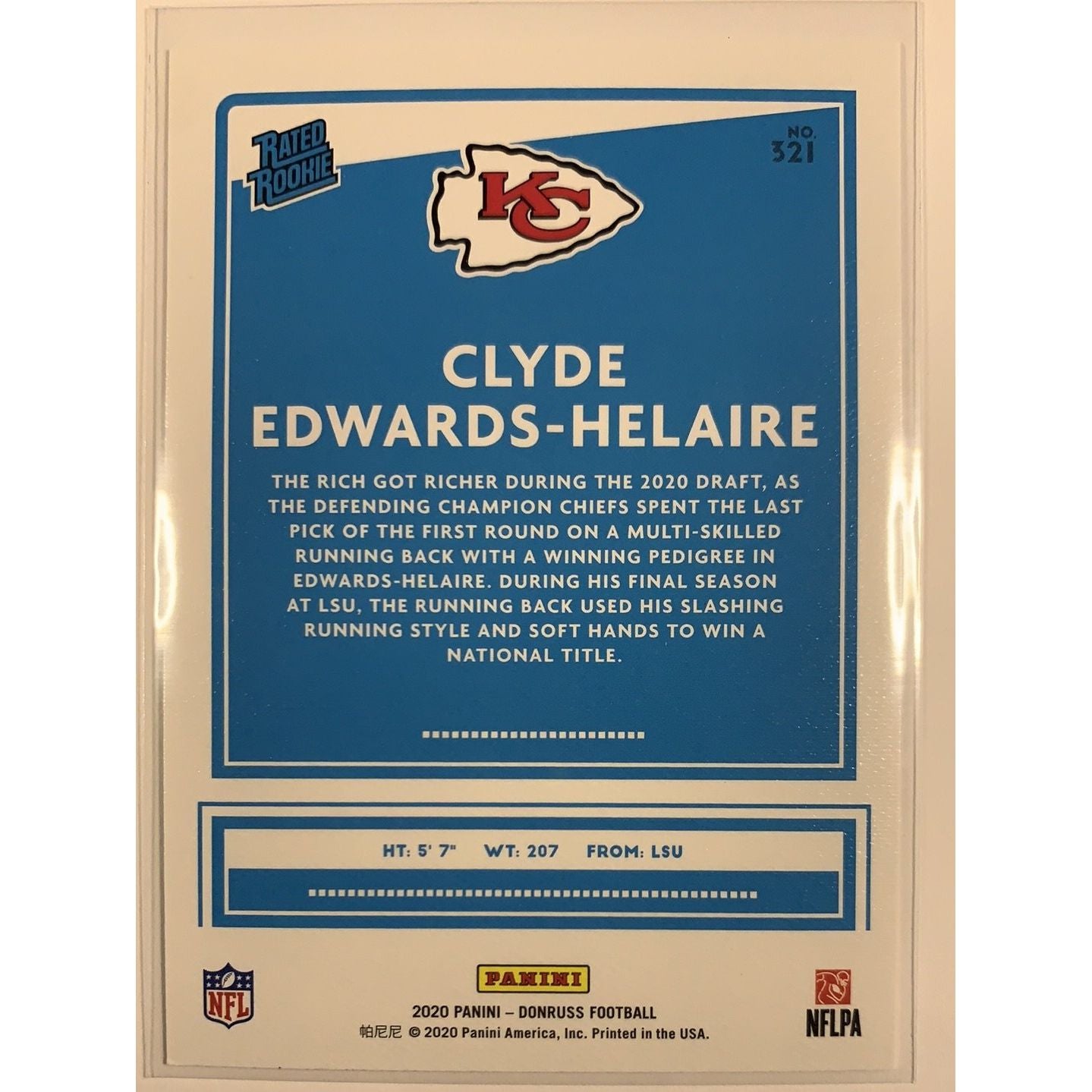  2020 Donruss Clyde Edwards-Helaire Canvas Rated Rookie  Local Legends Cards & Collectibles