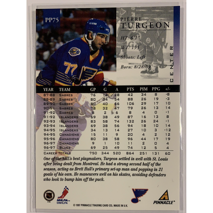  1997-98 Pinnacle Pierre Turgeon Artist Proof  Local Legends Cards & Collectibles