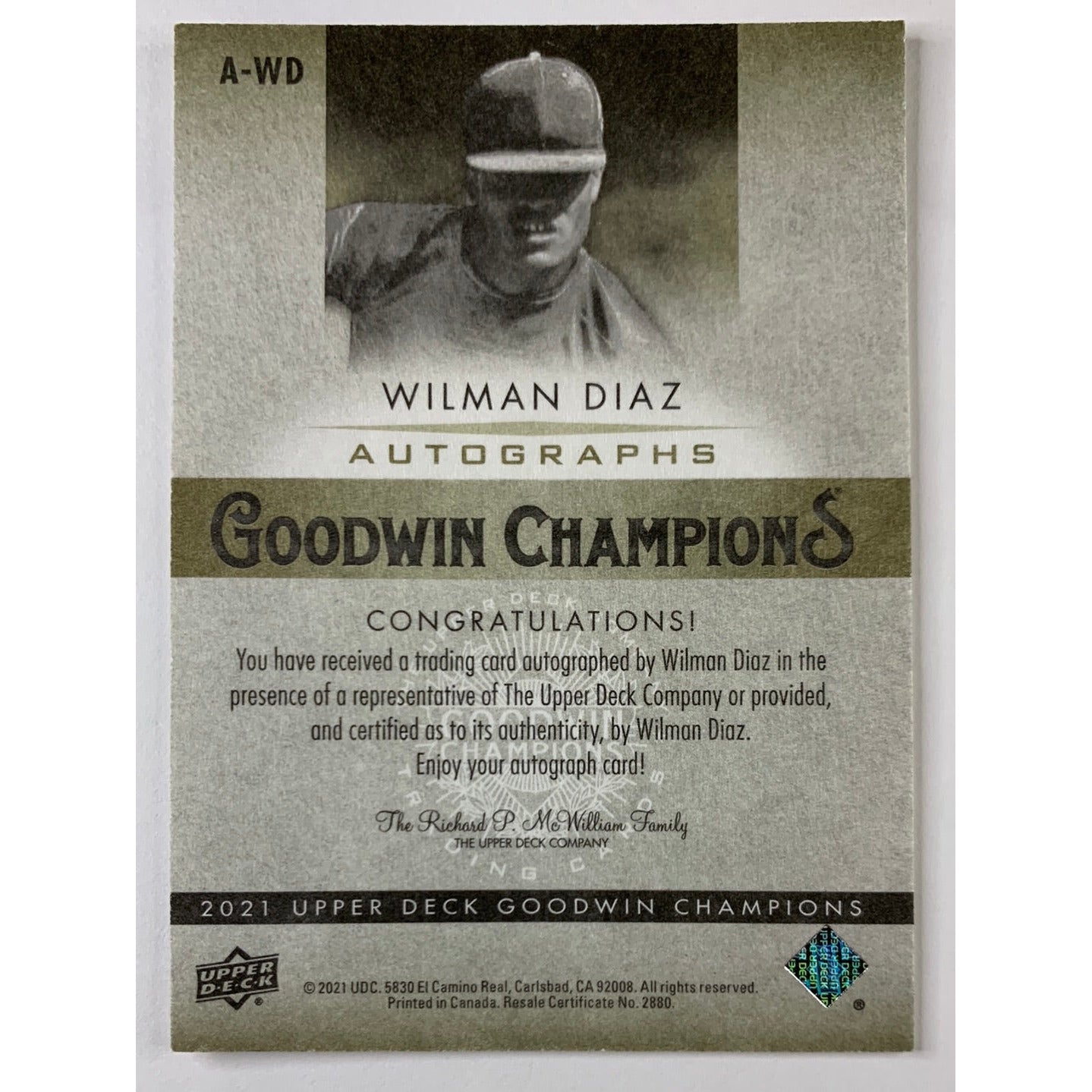 2021 Goodwin Wilman Diaz Autographs