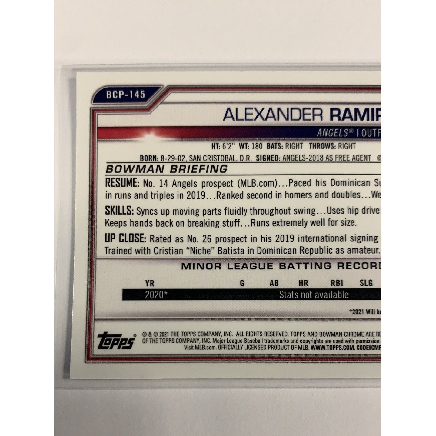  2021 Bowman 1st Chrome Alexander Ramirez BCP-145  Local Legends Cards & Collectibles