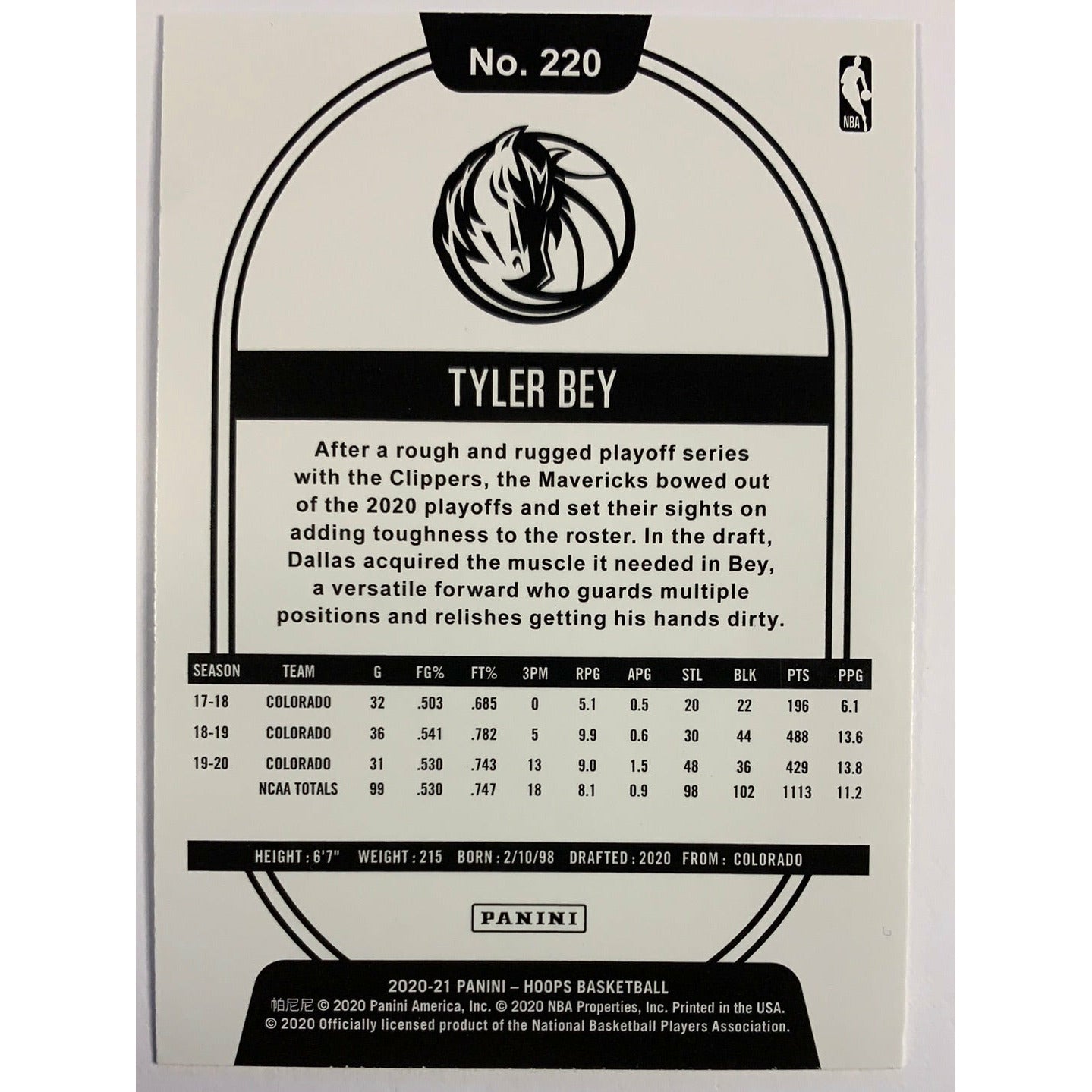 2020-21 Hoops Tyler Bey RC
