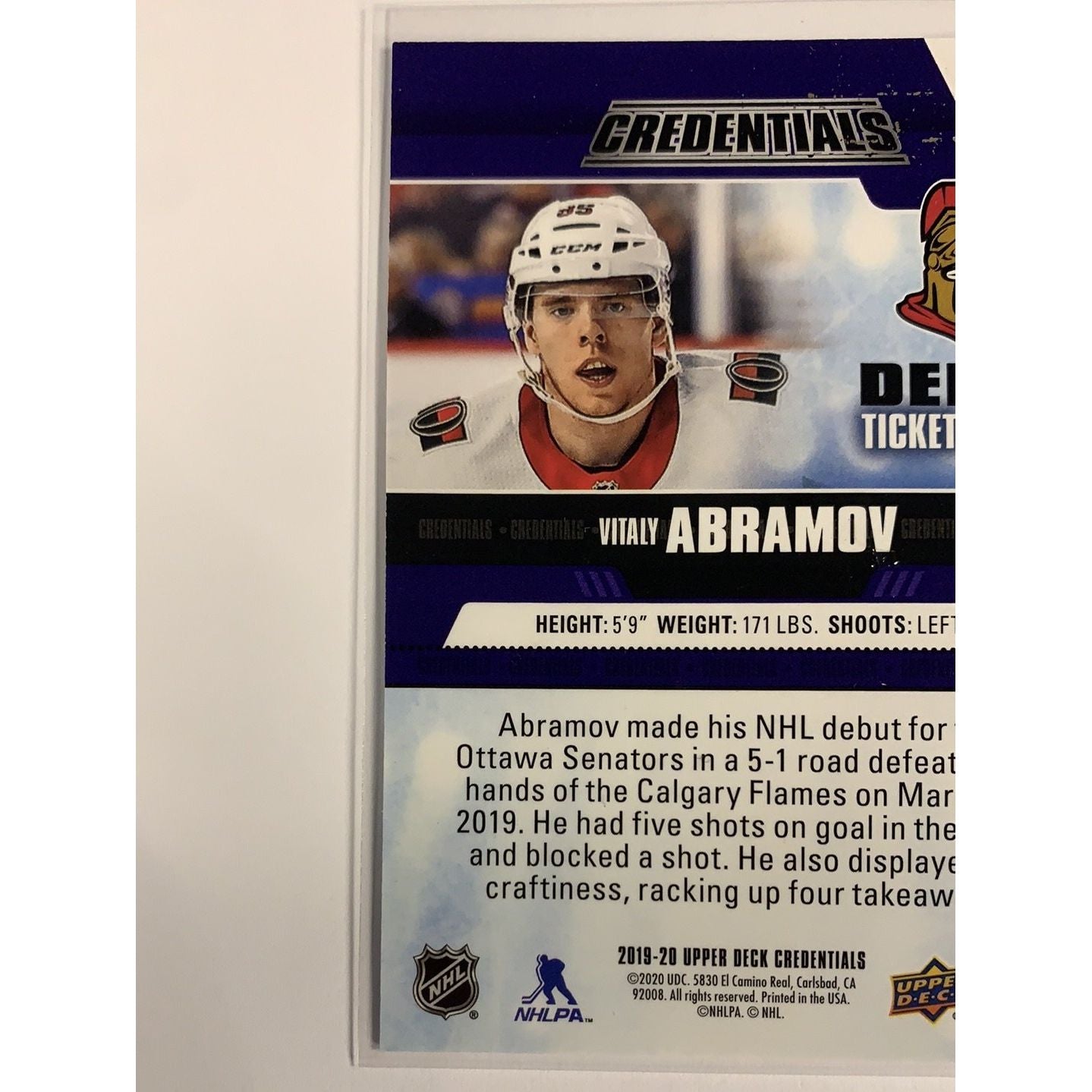  2019-20 Credentials Vitaly Abramov Debut Ticket Access /10  Local Legends Cards & Collectibles