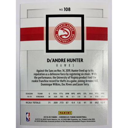 2019-20 Chronicles De’Andre Hunter Rookie Card