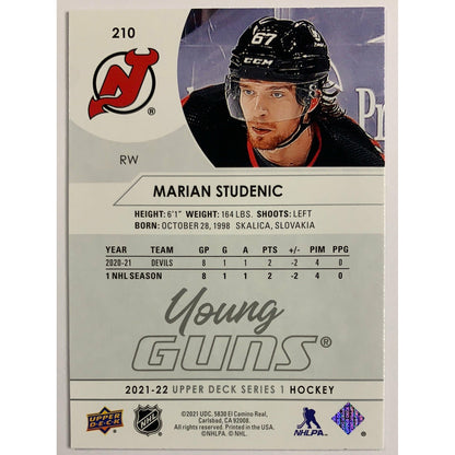 2021-22 Upper Deck Series 1 Marian Studenic Young Guns