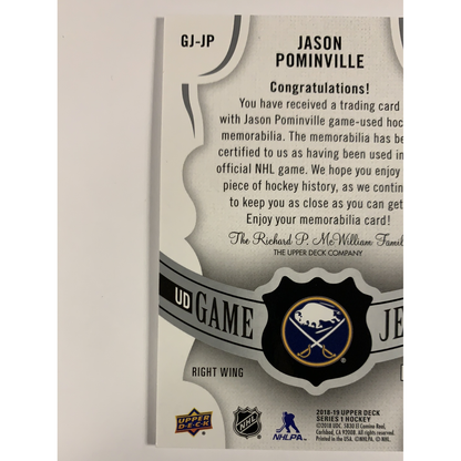  2018-19 Upper Deck Jason Pominvile Game Jersey  Local Legends Cards & Collectibles