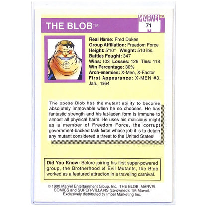  1990 Impel Marvel Comics Super-Villains Blob #71  Local Legends Cards & Collectibles