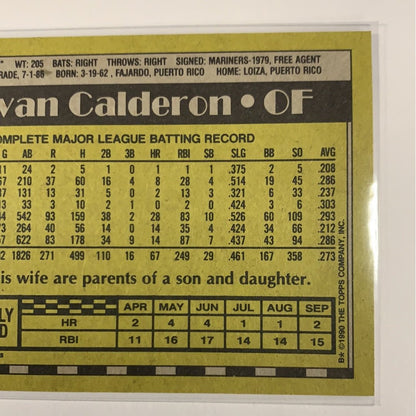  1990 O-Pee-Chee Topps Ivan Calderon #569  Local Legends Cards & Collectibles