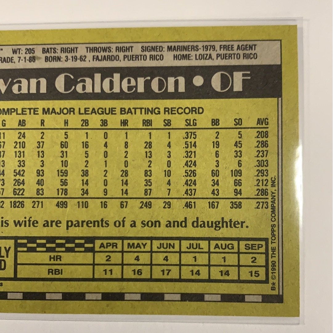  1990 O-Pee-Chee Topps Ivan Calderon #569  Local Legends Cards & Collectibles