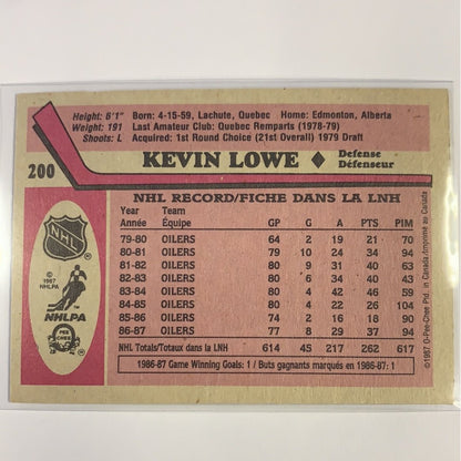  1987-88 O-Pee-Chee Kevin Lowe Base #200  Local Legends Cards & Collectibles