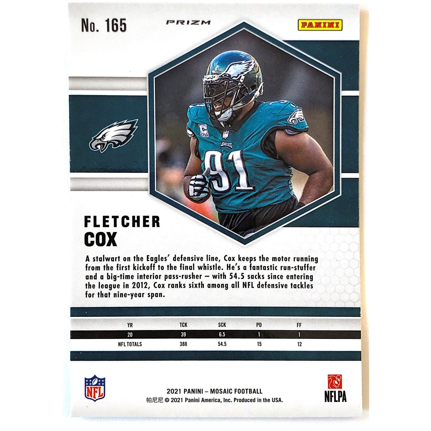 2021 Mosaic Fletcher Cox Silver Holo Prizm