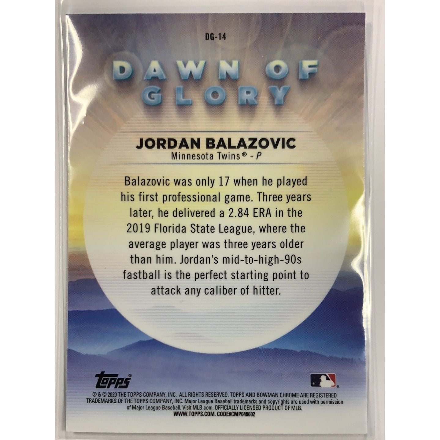  2020 Bowman Chrome Balazovic Dawn of Glory Mojo Refractor  Local Legends Cards & Collectibles