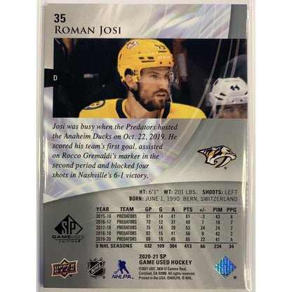  2020-21 SP Game Used Roman Josi Holo /59  Local Legends Cards & Collectibles