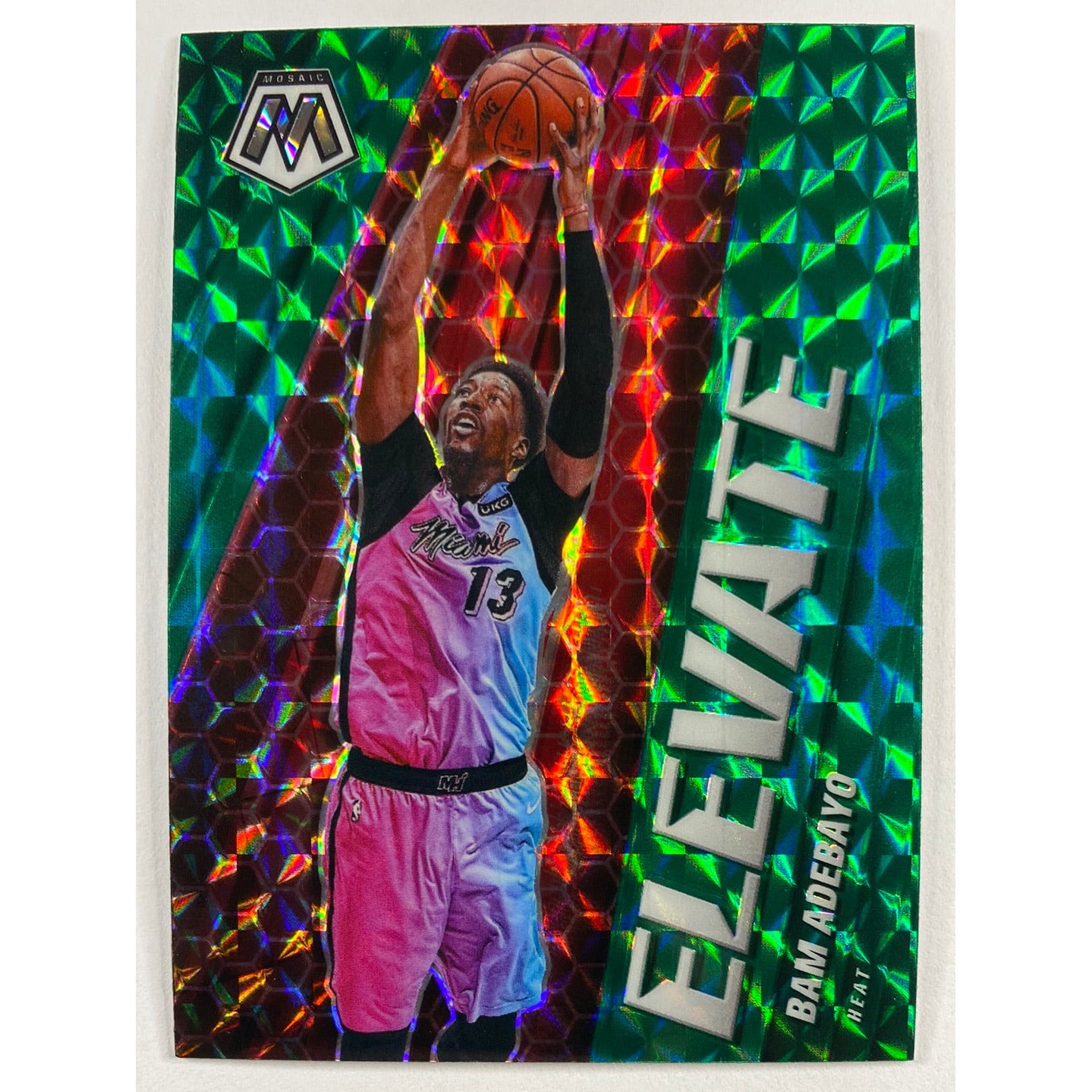 2020-21 Mosaic Bam Adebayo Elevate Green Mosaic Prizm