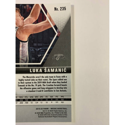 2019-20 Mosaic Luka Samanic RC